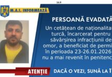 Afacerist turc, dat în urmărire națională după ce nu s-a mai întors la penitenciar