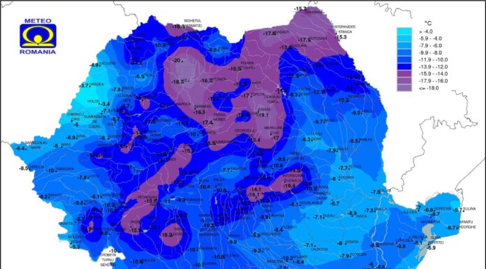 Ger crunt în Gorj: temperaturi de până la -16°C la Târgu Logrești și -12°C la Târgu Jiu