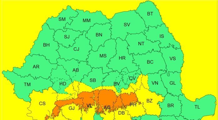 Cod galben și portocaliu de precipitații, emis pentru județul Gorj