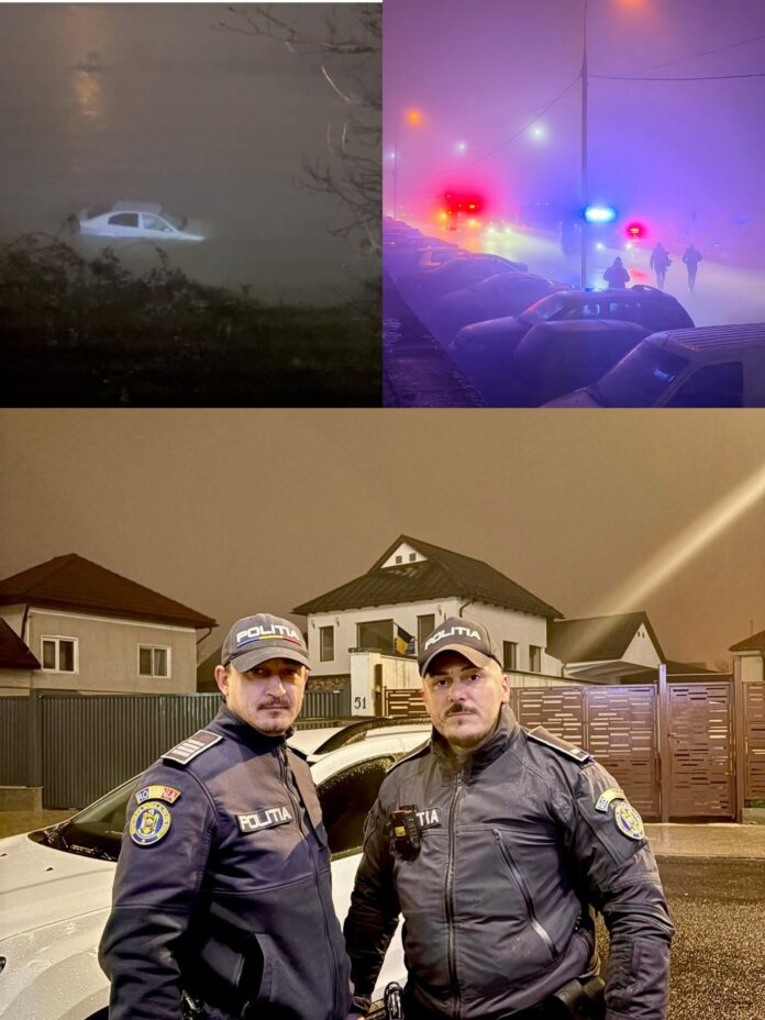 Târgu Jiu: Doi polițiști au salvat viața unei femei care a căzut cu mașina în Jiu