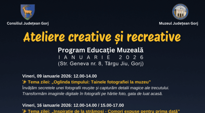 Programul atelierelor creative de la Muzeul Județean, în ianuarie