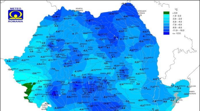 ”Polul frigului” s-a mutat în Gorj: -14 grade la Padeș, -10 grade la Polovragi și Târgu Logrești
