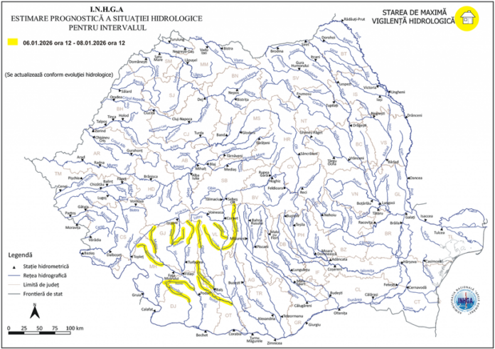 Risc de viituri pe Jiu, Gilort, Motru