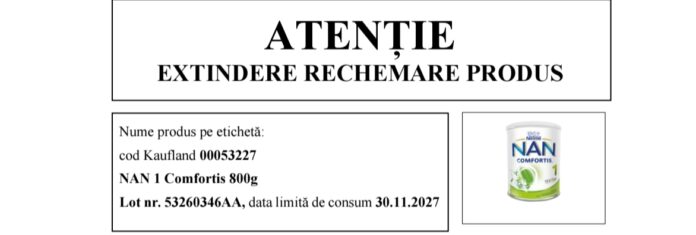 Sortiment de lapte praf pentru bebeluși, retras din magazinele Lidl și Kaufland Târgu Jiu