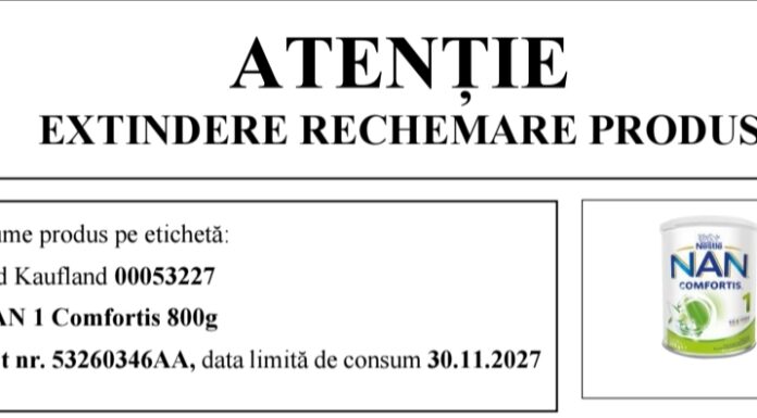 Sortiment de lapte praf pentru bebeluși, retras din magazinele Lidl și Kaufland Târgu Jiu