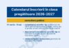 Calendarul înscrierilor pentru clasa pregătitoare