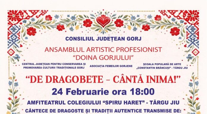 Spectacol folcloric de Dragobete la Târgu Jiu, cu premii pentru cupluri