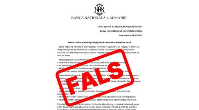 Un document fals circulă online și poartă sigla BNR