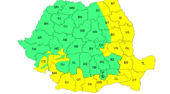 Cod galben de vânt și ninsori viscolite