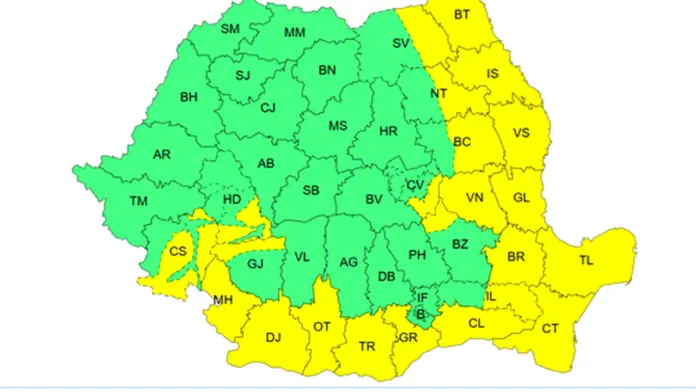 Cod galben de vânt și ninsori viscolite