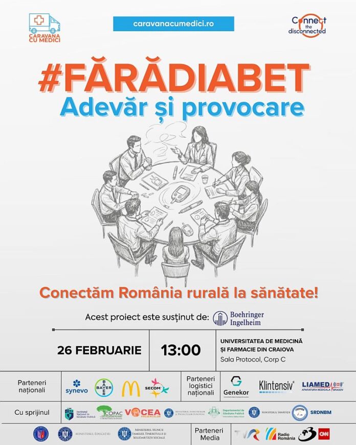Caravana cu Medici reunește experții și autoritățile la UMF Craiova: Dezbatere strategică privind managementul integrat al diabetului în regiunea Olteniei