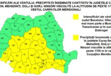 Cod galben de vânt și precipitații abundente în Gorj
