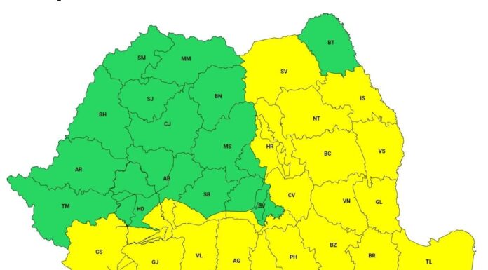 Vreme severă: ploi abundente, vânt puternic și viscol la munte până luni