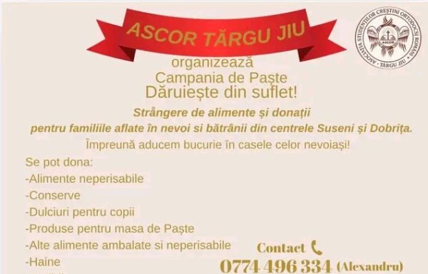Campania de Paște ,,DĂRUIEȘTE DIN SUFLET!”, un gest de bunătate și speranță pentru persoane aflate în pragul sărăciei