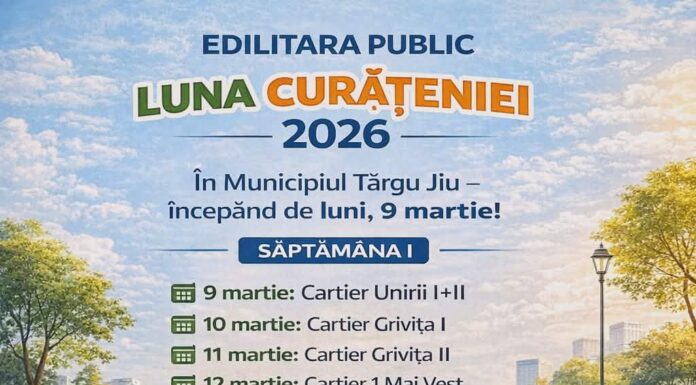 Luna Curățeniei începe pe 9 martie la Târgu Jiu. Primele cartiere vizate