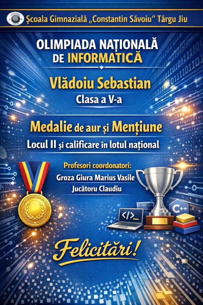 Elev de la „Săvoiu”, în lotul național de informatică