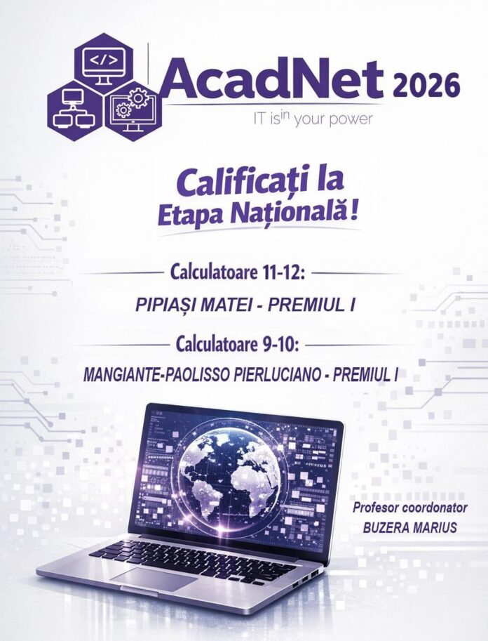 Doi elevi de la „Magheru”, din nou la etapa națională a olimpiadei AcadNet
