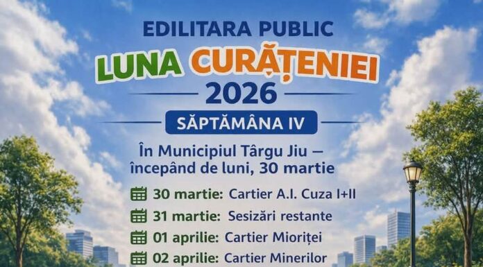 Curățenia de primăvară continuă în Târgu Jiu. Unde se intervine de luni