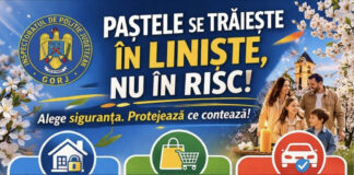 IPJ Gorj: ,,Alege să petreci Paștele în liniște și siguranță!”
