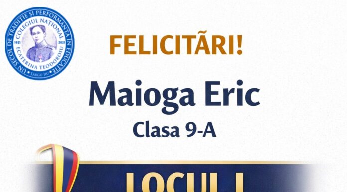 A patra calificare la o olimpiadă națională pentru un elev din Târgu Jiu