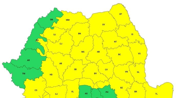 S-a emis cod galben de vânt!