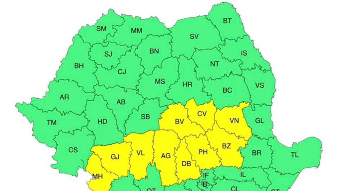 Gorjul, sub cod galben de ploi torențiale