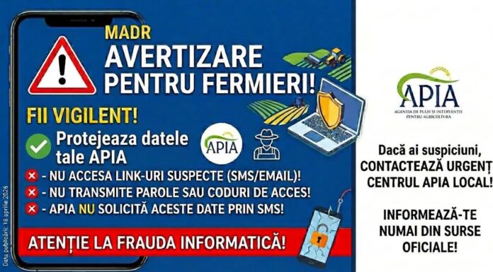 Fermierii, vizați de o tentativă periculoasă de fraudă online prin clonarea site-ului APIA