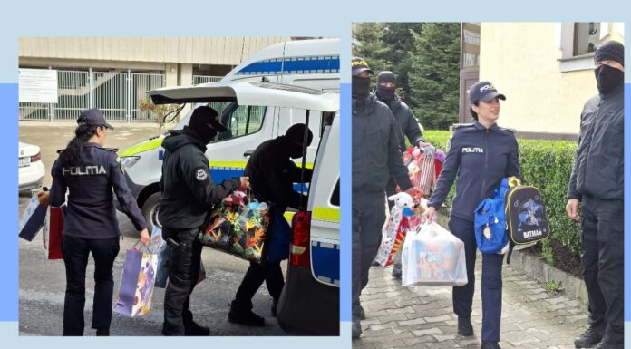 Solidaritate de Paște: polițiștii gorjeni au donat jucării pentru cei mici