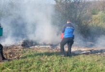 VIDEO: Jandarmii au intervenit pentru stingerea unui incendiu din apropierea unei biserici