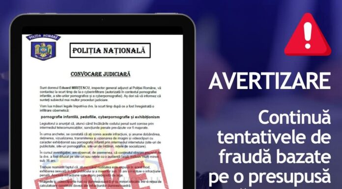 Alertă DNSC: convocări false în numele Poliției Române