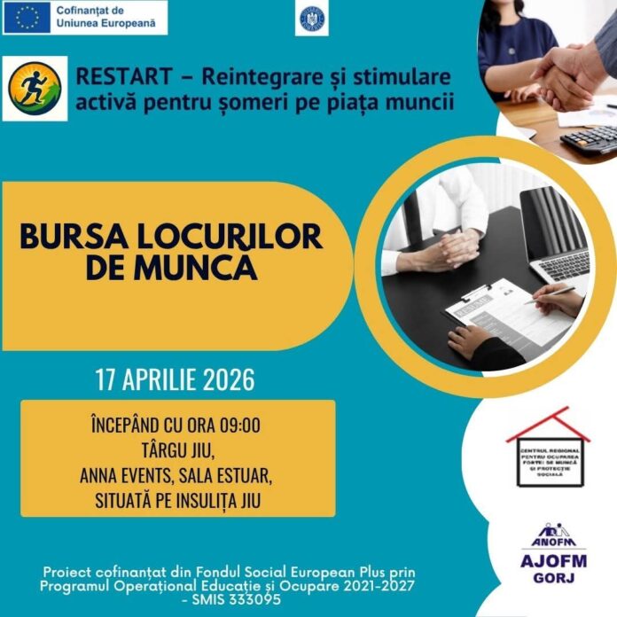 Gorjenii, așteptați la o bursă de joburi, azi la Târgu Jiu