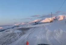 Zăpadă viscolită pe DN 67C