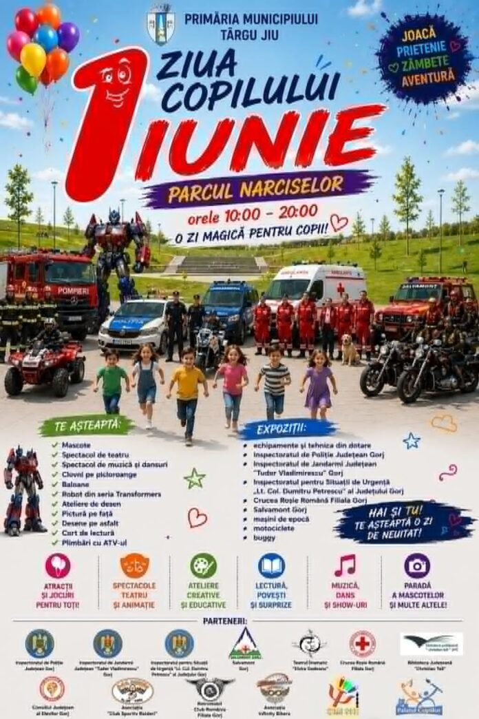 Distracție de 1 Iunie în Parcul Narciselor din Târgu Jiu