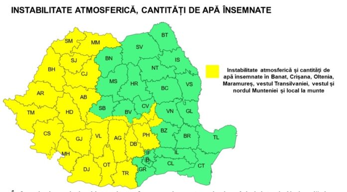 Gorjul, vizat de un nou cod galben de ploi