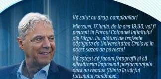 Diseară, la Târgu Jiu, întâlnire cu legenda Universității Craiova, Sorin Cârțu