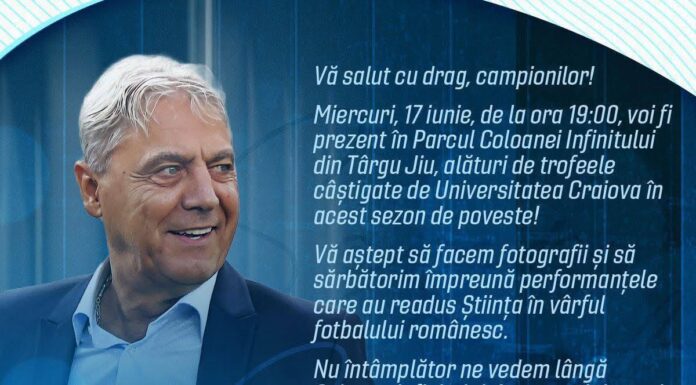 Diseară, la Târgu Jiu, întâlnire cu legenda Universității Craiova, Sorin Cârțu