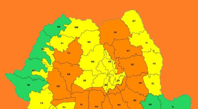 Cod portocaliu de vreme severă în nordul județului Gorj. Galben, în rest
