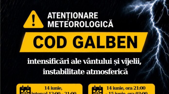 Gorjul, sub dublă avertizare Cod Galben! Se anunță vijelii, furtuni și intensificări ale vântului