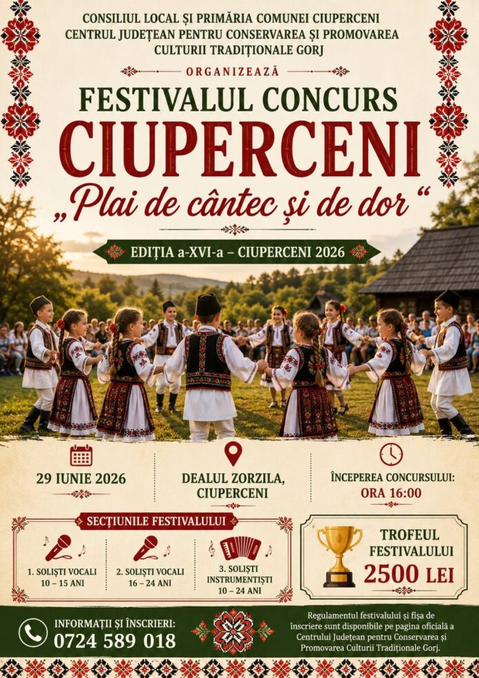 Înscrieri deschise pentru Festivalul-Concurs „Plai de cântec și de dor”