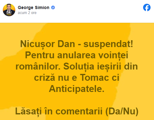 George Simion cere suspendarea președintelui Nicușor Dan
