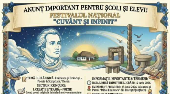 Festival-concurs național dedicat lui Eminescu și Brâncuși, organizat la Țânțăreni