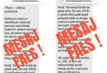 Mesaje false cu plata parcării. Primăria Târgu Jiu face apel la vigilență
