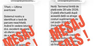 Mesaje false cu plata parcării. Primăria Târgu Jiu face apel la vigilență