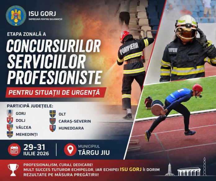 Etapa zonală a Concursurilor Serviciilor Profesioniste pentru Situații de Urgență, la Târgu-Jiu