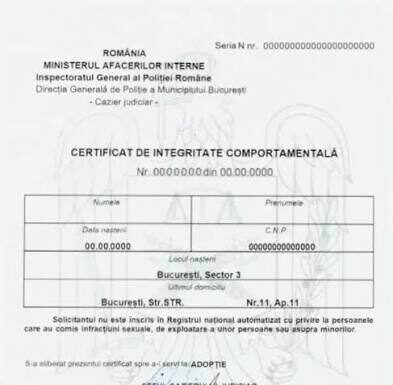 Certificatul de integritate comportamentală poate fi obținut online