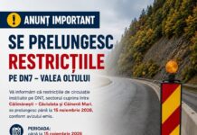 Se prelungesc restricțiile pe Valea Oltului