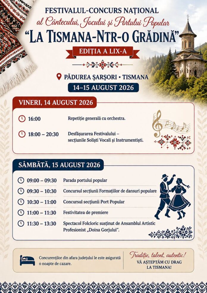 23 de concurenți, pregătiți pentru finala Festivalului „La Tismana-ntr-o grădină”