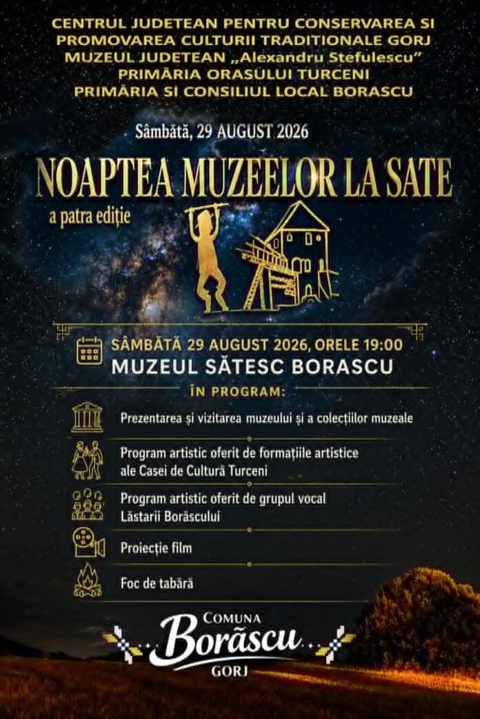 Noaptea Muzeelor la Sate, pe 29 august, la Borăscu și Bălănești
