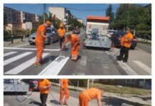 Marcaje rutiere refăcute pe DN 67B. Zonele cu treceri de pietoni, în atenția drumarilor înainte de începerea școlii