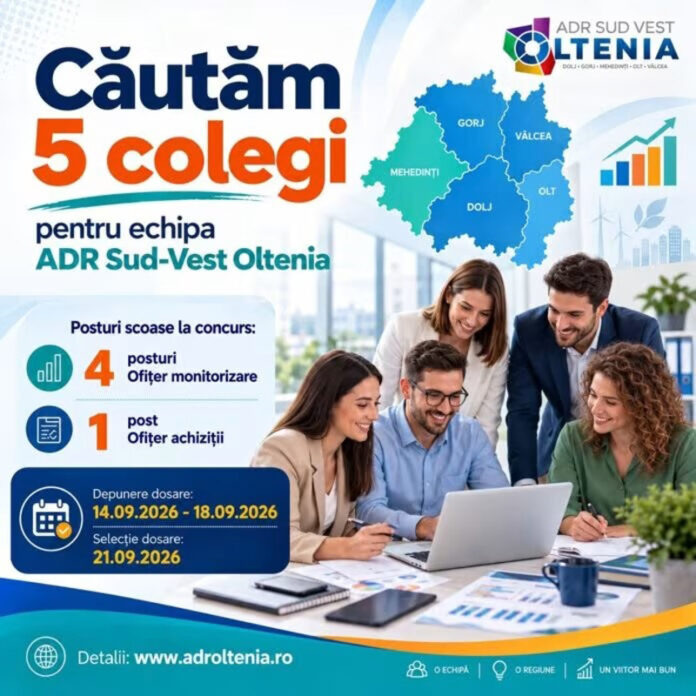 Cinci posturi scoase la concurs la ADR Sud-Vest Oltenia. Se caută specialiști pentru echipa care gestionează fondurile europene